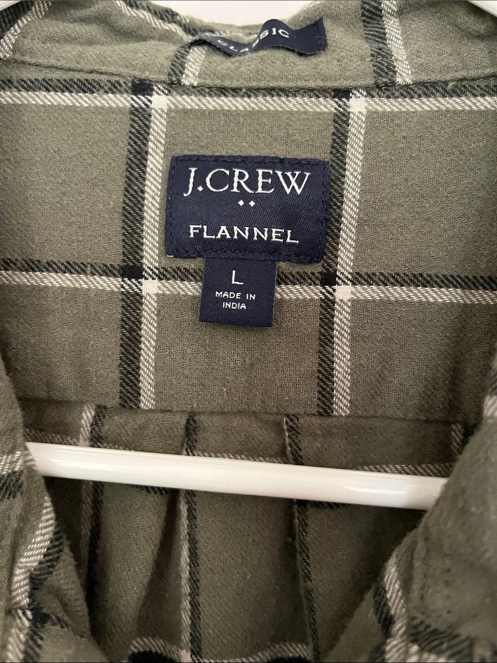 J. Crew Olive Plaid Button-Down Flannel Shirt